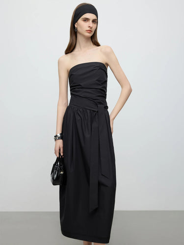 Minimalist Black Elegant Tube Top Strappy Dress