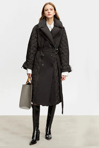 Long Down Coat Double-Breasted Collar Detachable