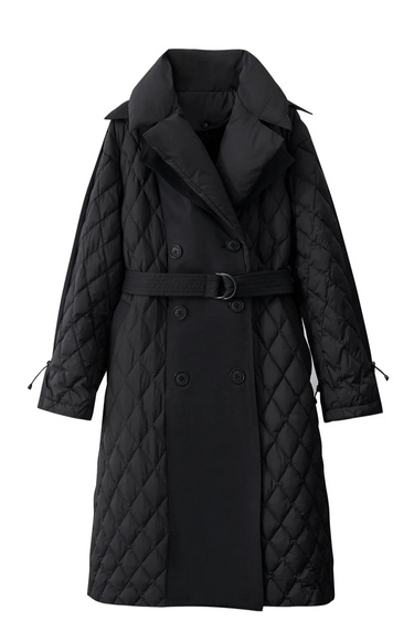 Long Down Coat Double-Breasted Collar Detachable