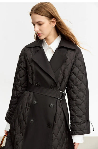 Long Down Coat Double-Breasted Collar Detachable