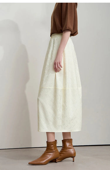 Loose Elegant Solid Lantern Skirt with Elastic Waistband