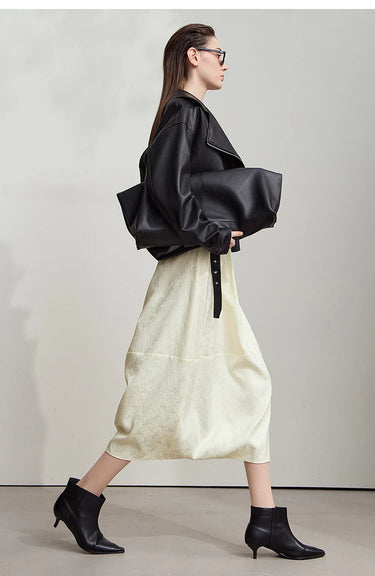 Loose Elegant Solid Lantern Skirt with Elastic Waistband