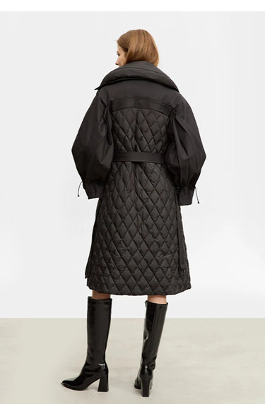 Long Down Coat Double-Breasted Collar Detachable