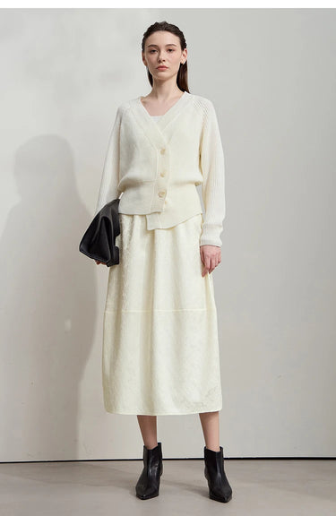 Loose Elegant Solid Lantern Skirt with Elastic Waistband