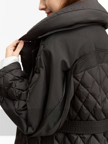 Long Down Coat Double-Breasted Collar Detachable