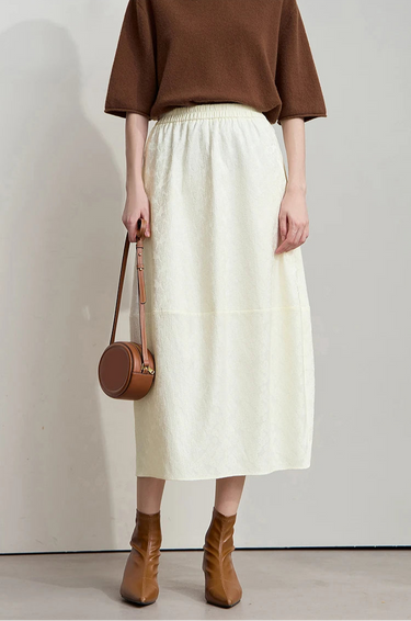 Loose Elegant Solid Lantern Skirt with Elastic Waistband