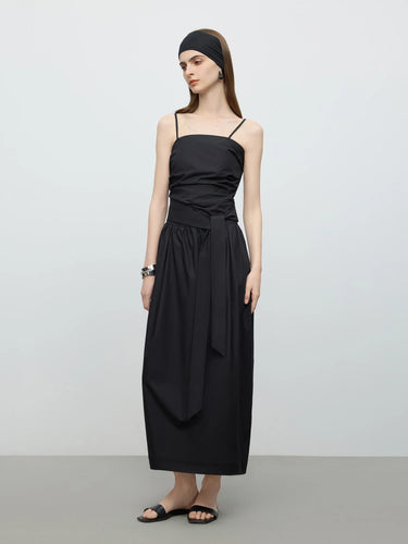 Minimalist Black Elegant Tube Top Strappy Dress