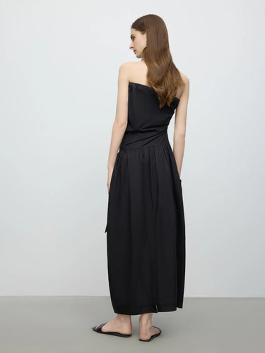 Minimalist Black Elegant Tube Top Strappy Dress