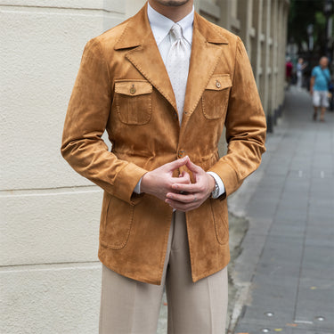 Slim-Fit Suede Safari Jacket