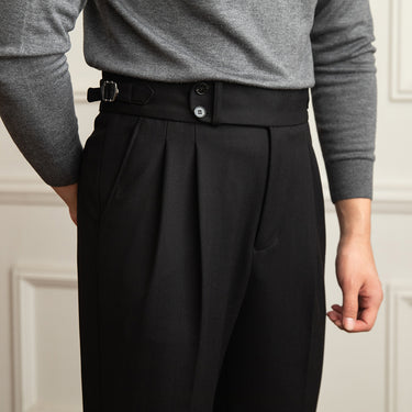 Textured High-Waist Gurkha Trousers