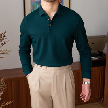 Slim-fit Long-sleeved Polo Shirt