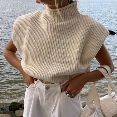 High-Neck Short-Sleeved Sweater