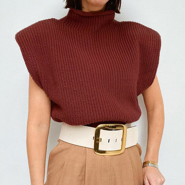 High-Neck Short-Sleeved Sweater