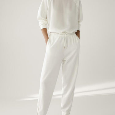 White Zippered Jogging Casual Sweatpants