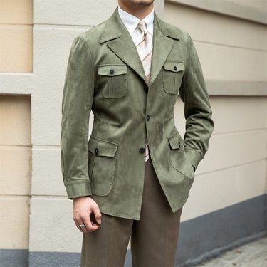 Slim-Fit Suede Safari Jacket