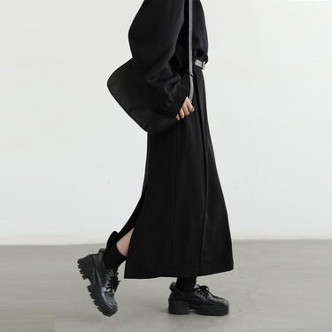 Black Pleated High-Waist Slim Fit Skirt