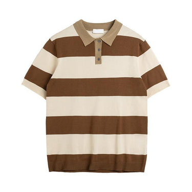 Casual Striped Knit Polo Shirt