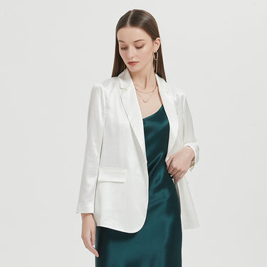 One-Button Slimming Suit Blazer with Neat Draping