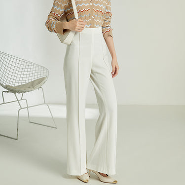 High-Waist Wide-Leg Straight Trousers