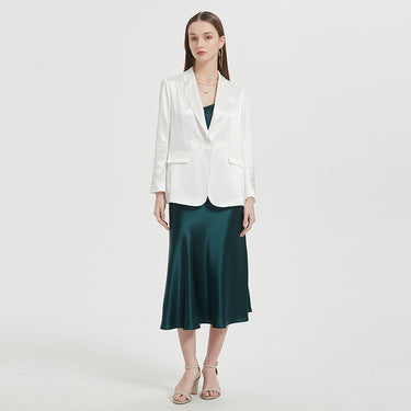 One-Button Slimming Suit Blazer with Neat Draping