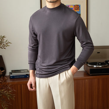 Semi-turtleneck Solid Color Base Shirt With Lyocell Autumn Long Sleeves