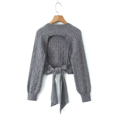 Backless Bow Knitted Sweater