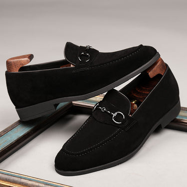 Frosted Pointed Toe Leather Loafers