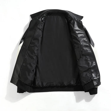 Padded Leather Windbreaker Jacket