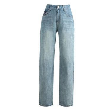 Blue Straight-Leg Wide Jeans