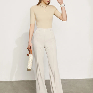 High-Waisted Wide-Leg Loose Chiffon Casual Trousers