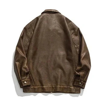 Washed Leather Bomber Jacket