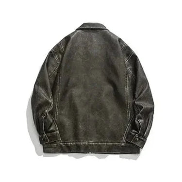 Washed Leather Bomber Jacket