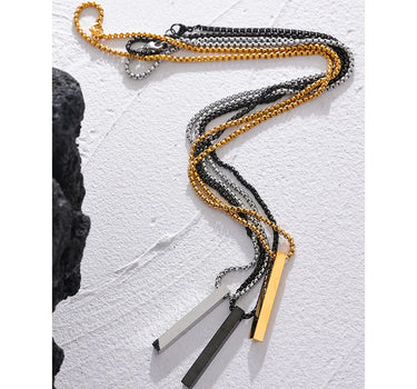 Stainless Steel Long Square Pendant Necklace