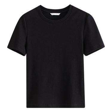 Round Neck Cotton T-Shirt with Square Elastic Neckline