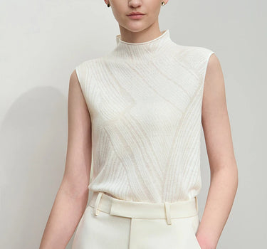 Knitted Vest Half High Neck Worsted Wool Straight Stretch Sweater