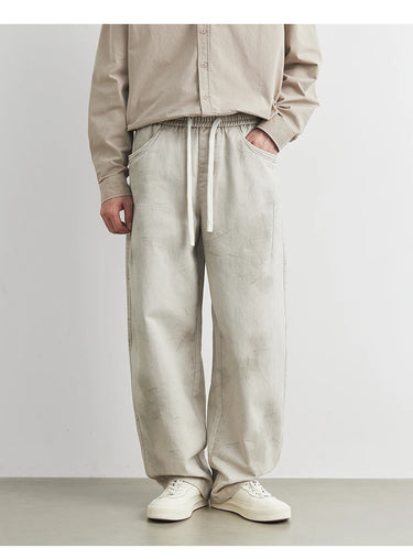 Light Beige Straight Leg Loose Wide-Leg Long Pants