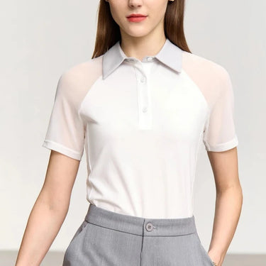 Sheer Spliced Polo Shirt