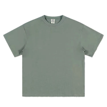 Thickened Pure Cotton T-Shirt with Threaded Round Neck