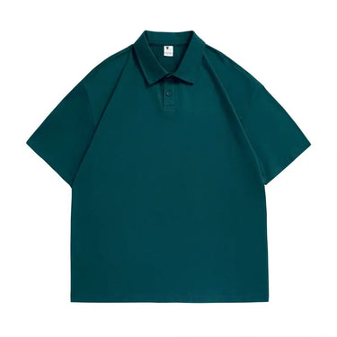 Thickened Cotton Polo Shirt with Drop Shoulders and Lapel