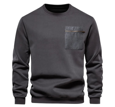 Cotton Pullover Sweatshirt with Pocket
