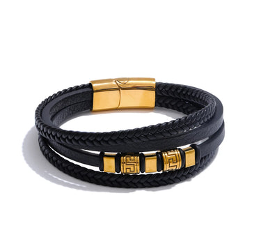 Leather Braided Handmade Layered Bracelet