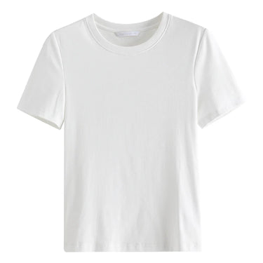 Round Neck Cotton T-Shirt with Square Elastic Neckline