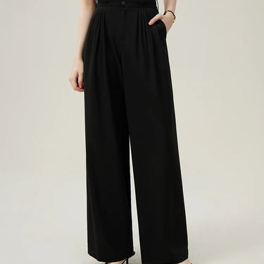 Double Waisted Slim Fit High-Waisted Draped Straight Leg Pants