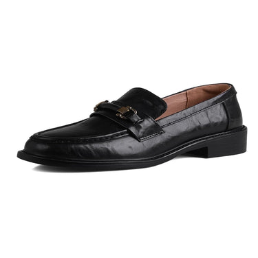 Classic Square Toe Slip-On Loafers with Buckle