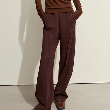 High-Waisted Casual Pants with Arc Split - Basics Loose Trousers