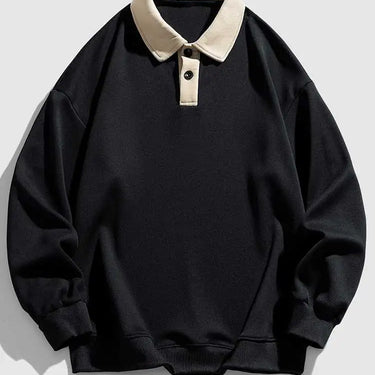 Polo Collar Pullover Sweatshirt