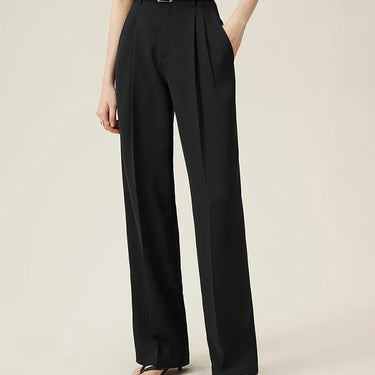 High-Waisted Straight Leg Black Mop Pants - Versatile, Slimming, and Casual