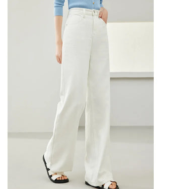 High-Waisted White Denim Wide-Leg Baggy Jeans