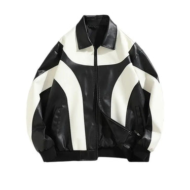 Padded Leather Windbreaker Jacket