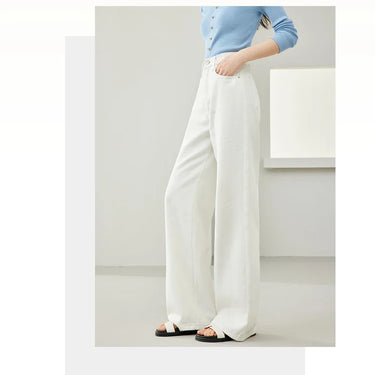 High-Waisted White Denim Wide-Leg Baggy Jeans